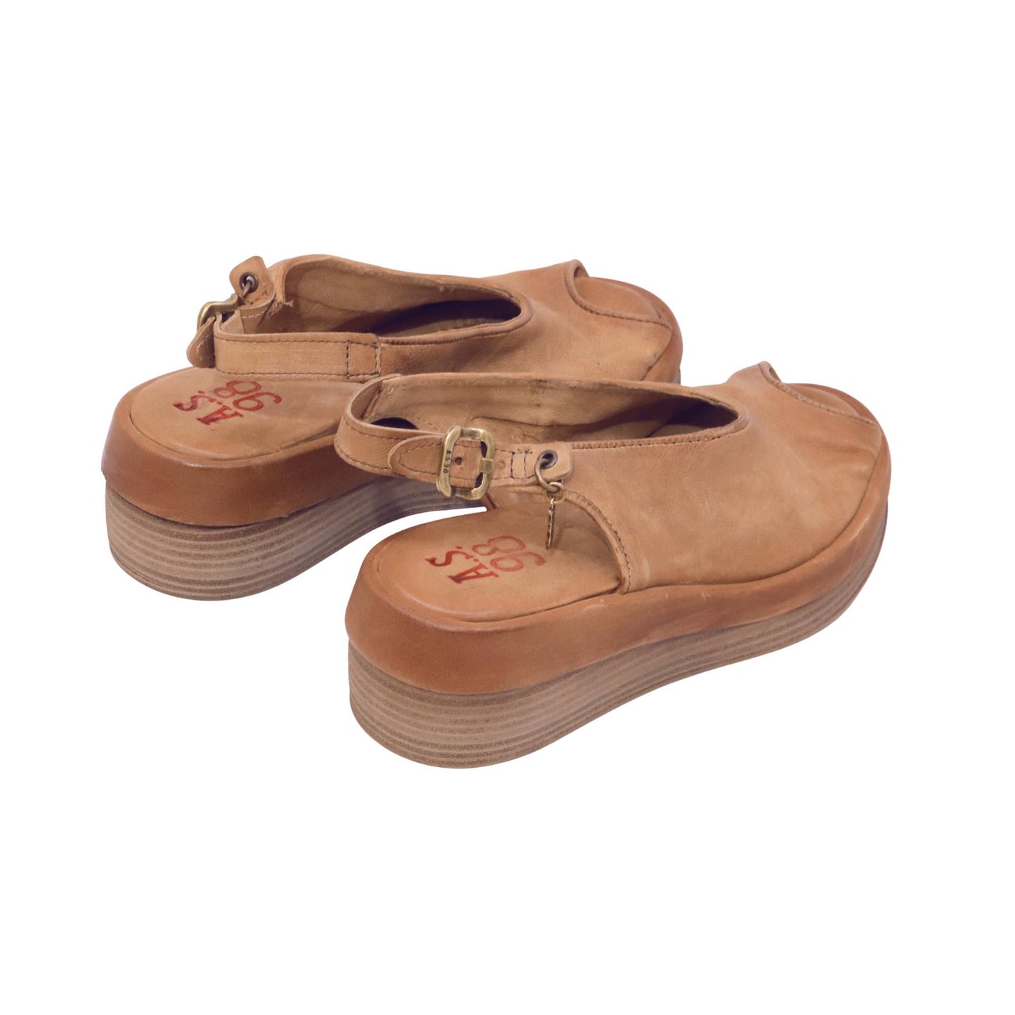 A.S.98 Sama C02011 sandalo donna in pelle tiger con zeppa 