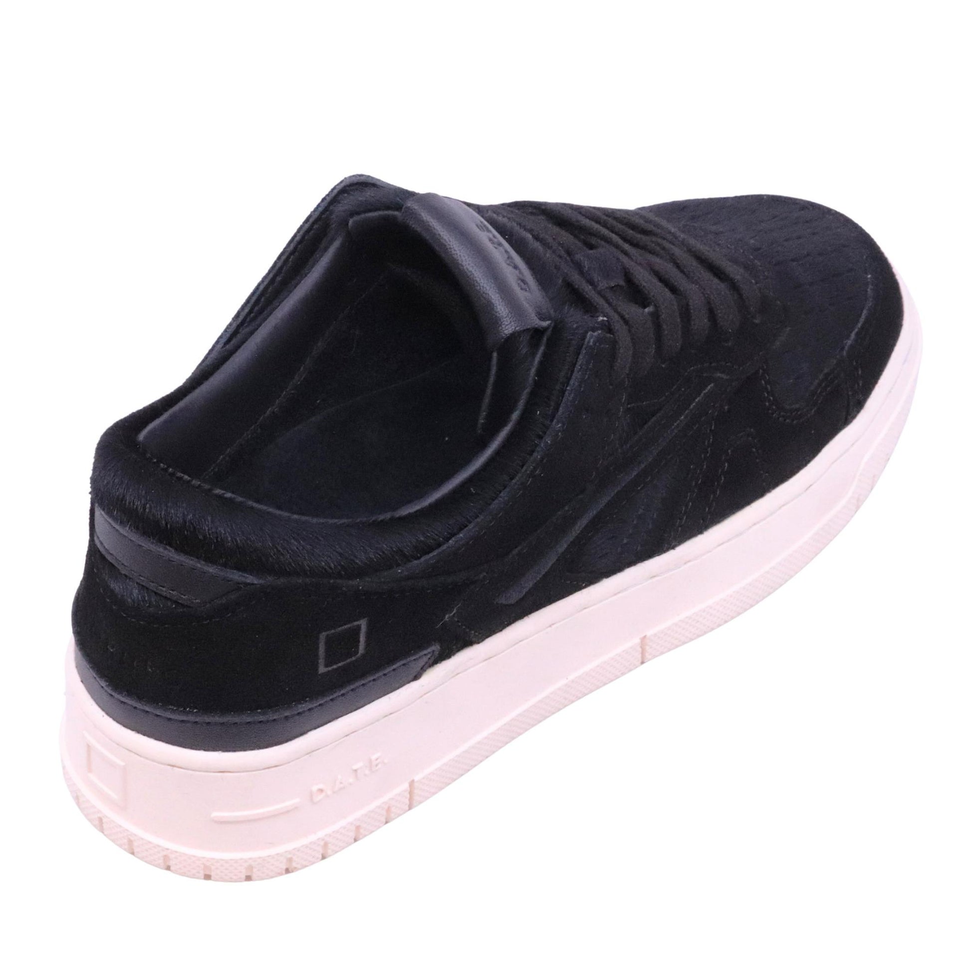 DATE Torneo Pony Black TO PB BK sneaker donna in pelle e cavallino color nero 