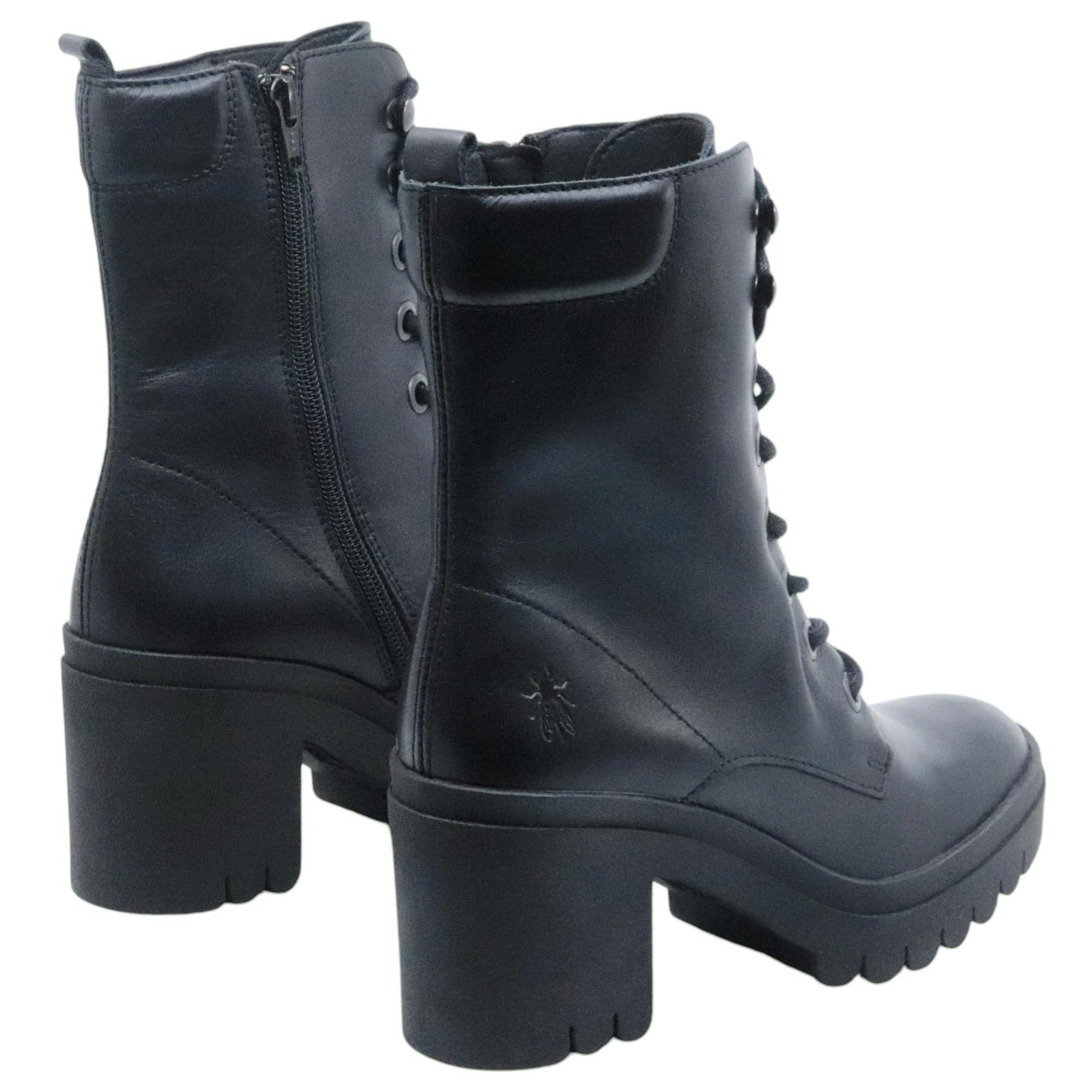 Stivaletto allacciato donna Fly London Tope in pelle nera 