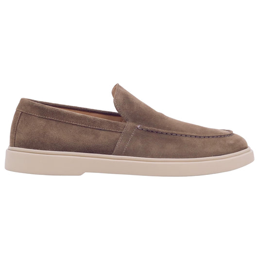 Triver Flight 887-11 Softy mocassino uomo in camoscio taupe con fondo gomma casual Made in Italy 