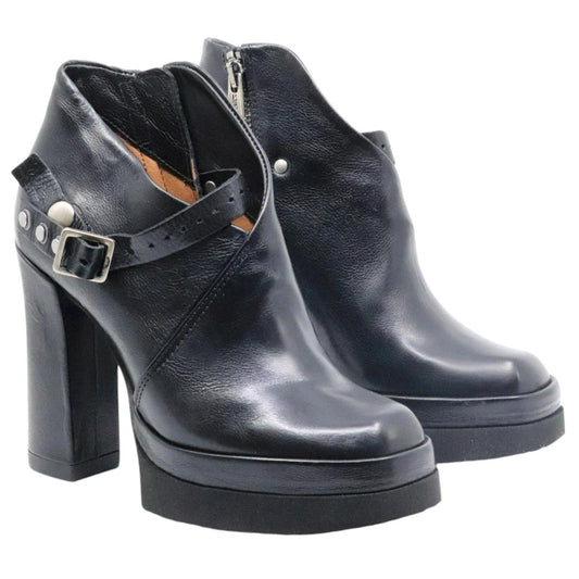 Tronchetto donna AS98 A53125 in pelle nera 