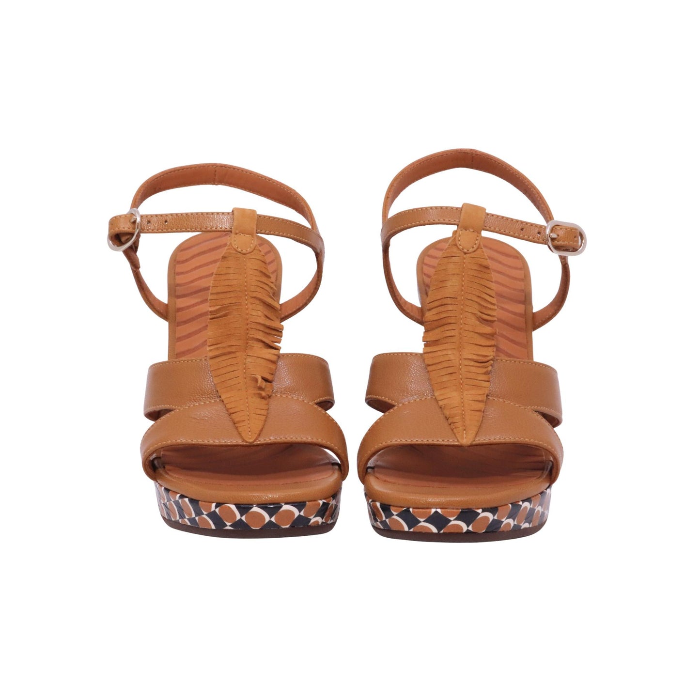 Chie Mihara Kadat sandalo donna in pelle color cuoio con tacco e plateau 