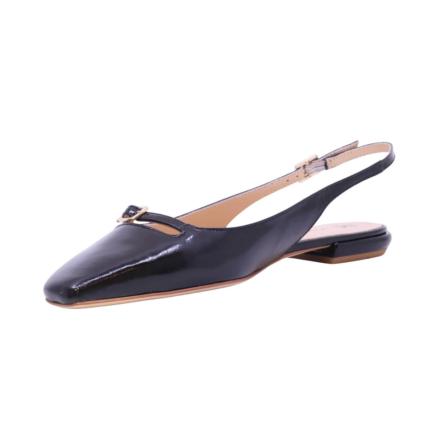 Fabio Rusconi S6758 slingback donna in pelle verlux nero con suola in cuoio 