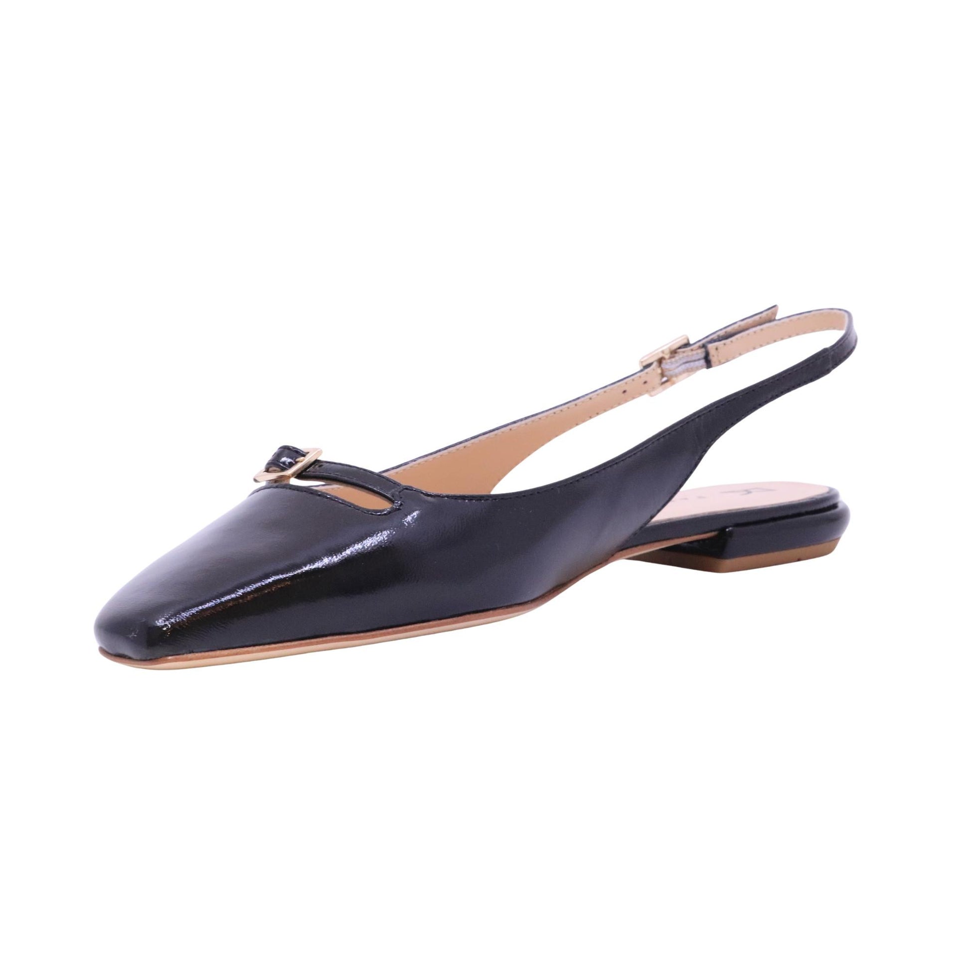 Fabio Rusconi S6758 slingback donna in pelle verlux nero con suola in cuoio 
