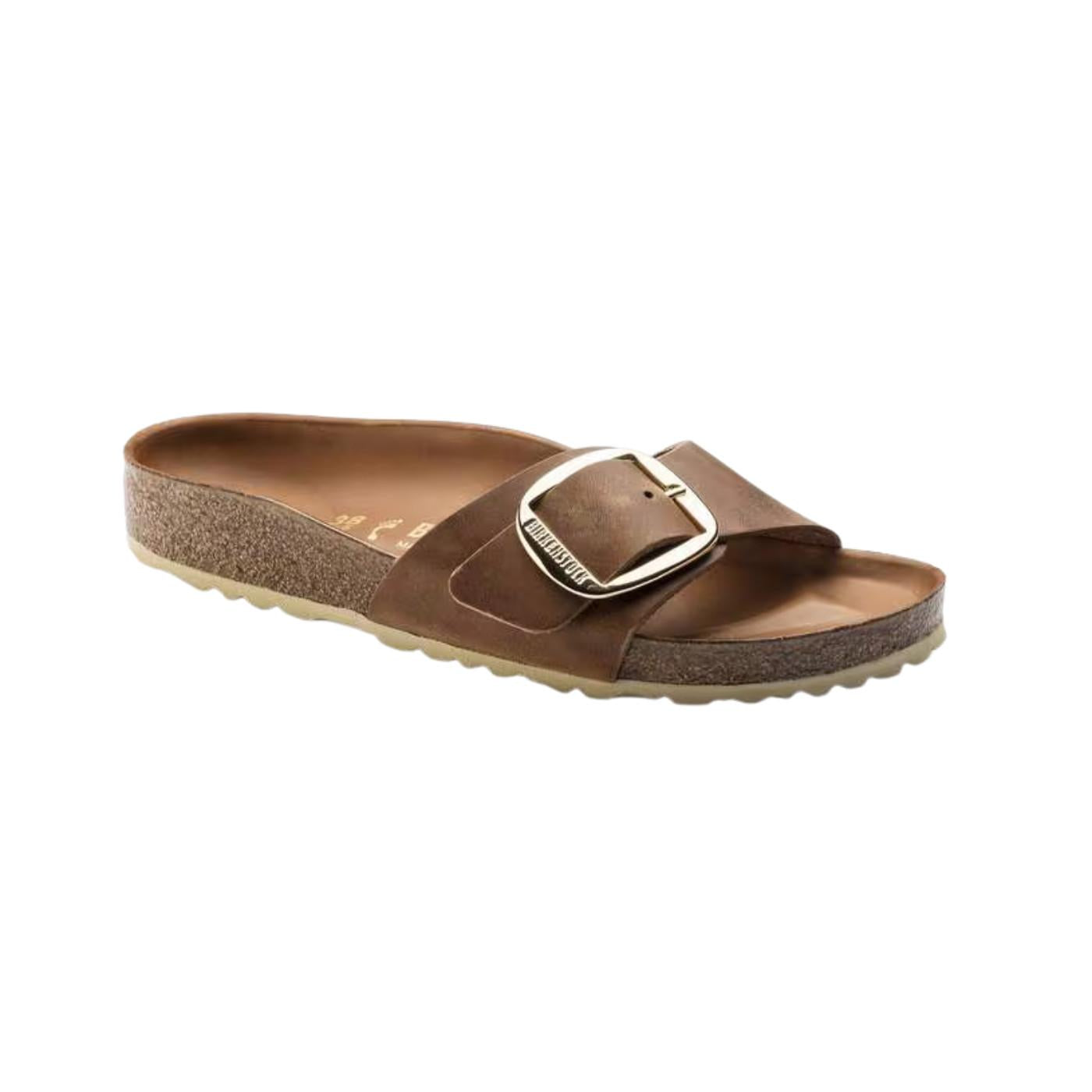 Birkenstock Madrid Big Buckle pelle oliata Cognac sandalo donna narrow fit 