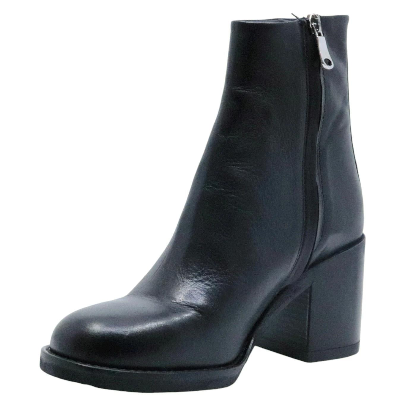 Stivaletto con tacco donna Curiositè 2648 in pelle nera 