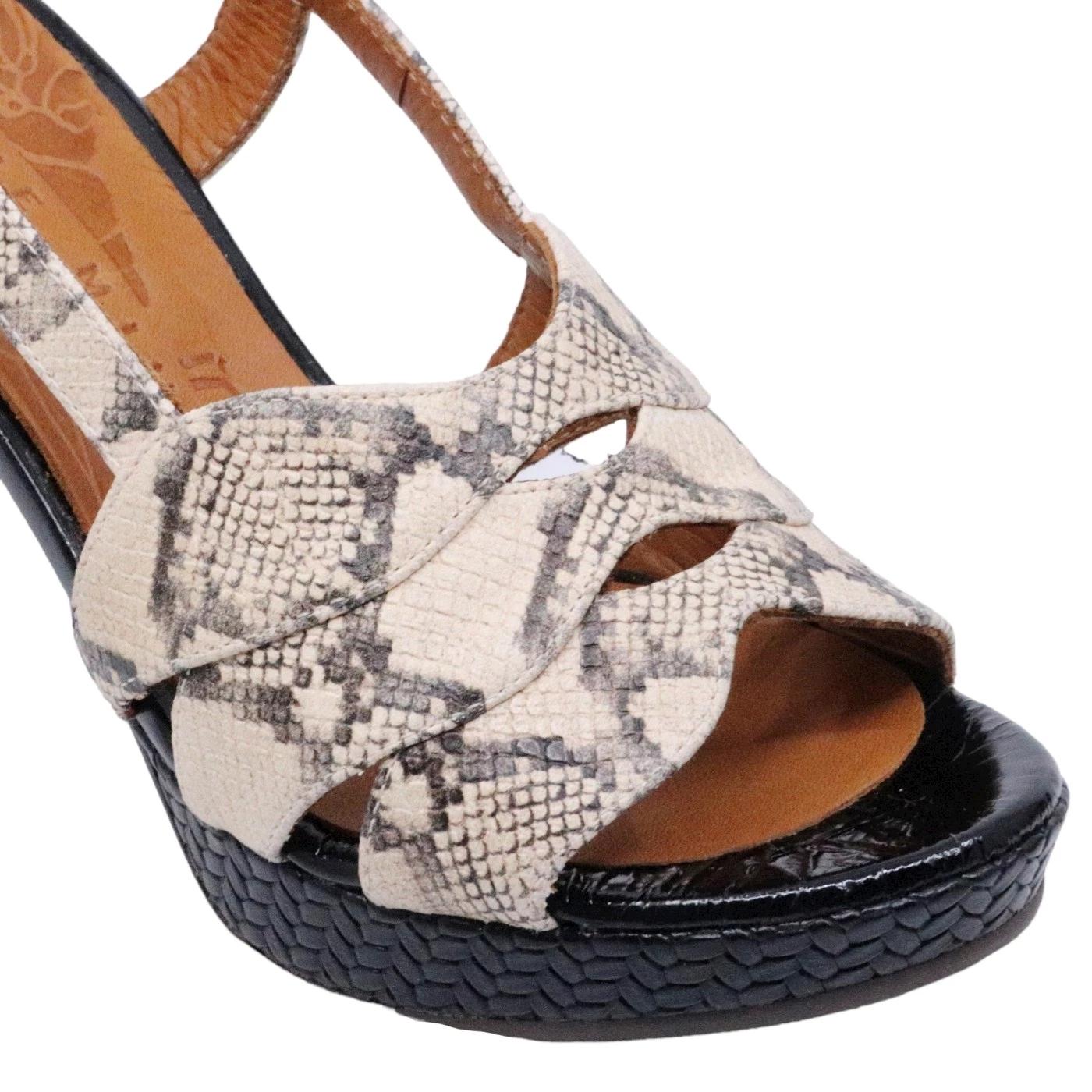 Chie Mihara sandalo donna in pelle effetto serpente di colore sabbia 