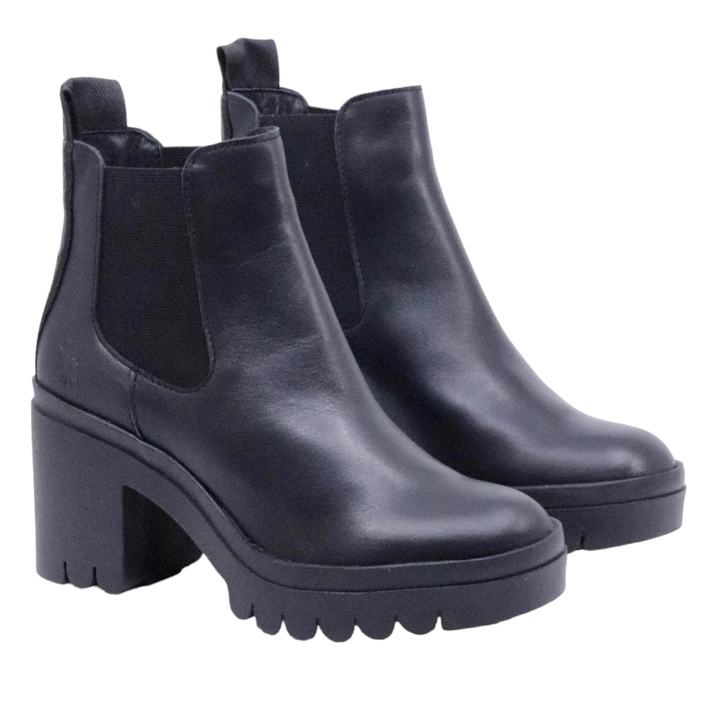 Chelsea Boot donna Fly London in pelle nera 