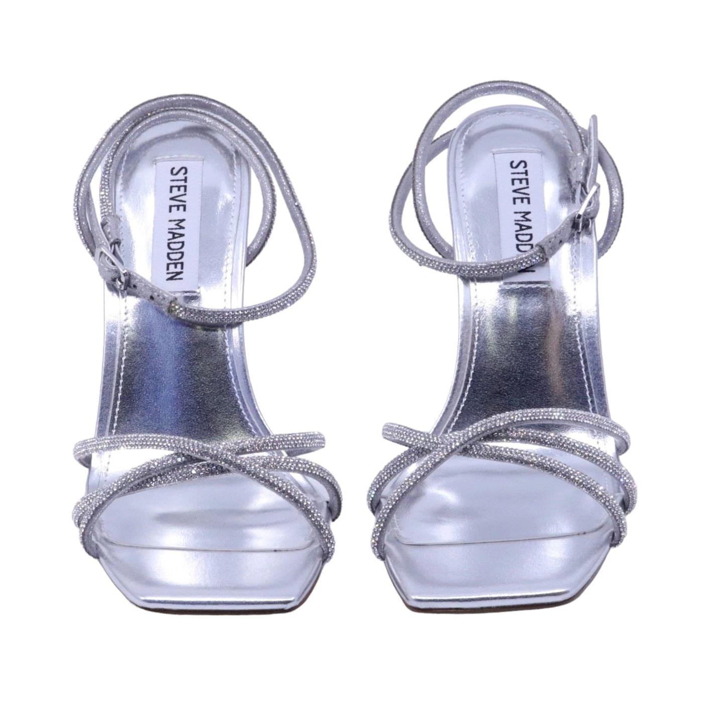 Sandalo con tacco Steve Madden Layed in similpelle argento 