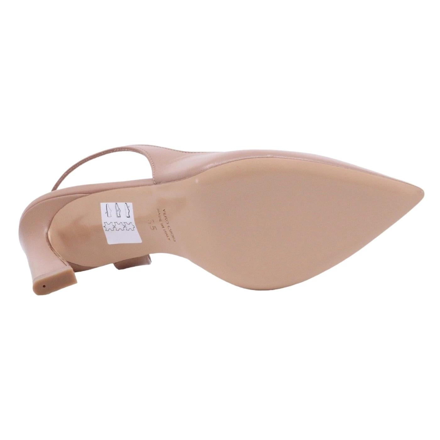 Slingback donna Anna F in elegante pelle di colore beige 
