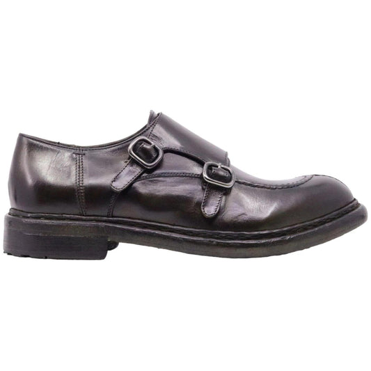 Crispiniano 6092 scarpa uomo con doppia fibbia in pelle testa di moro 