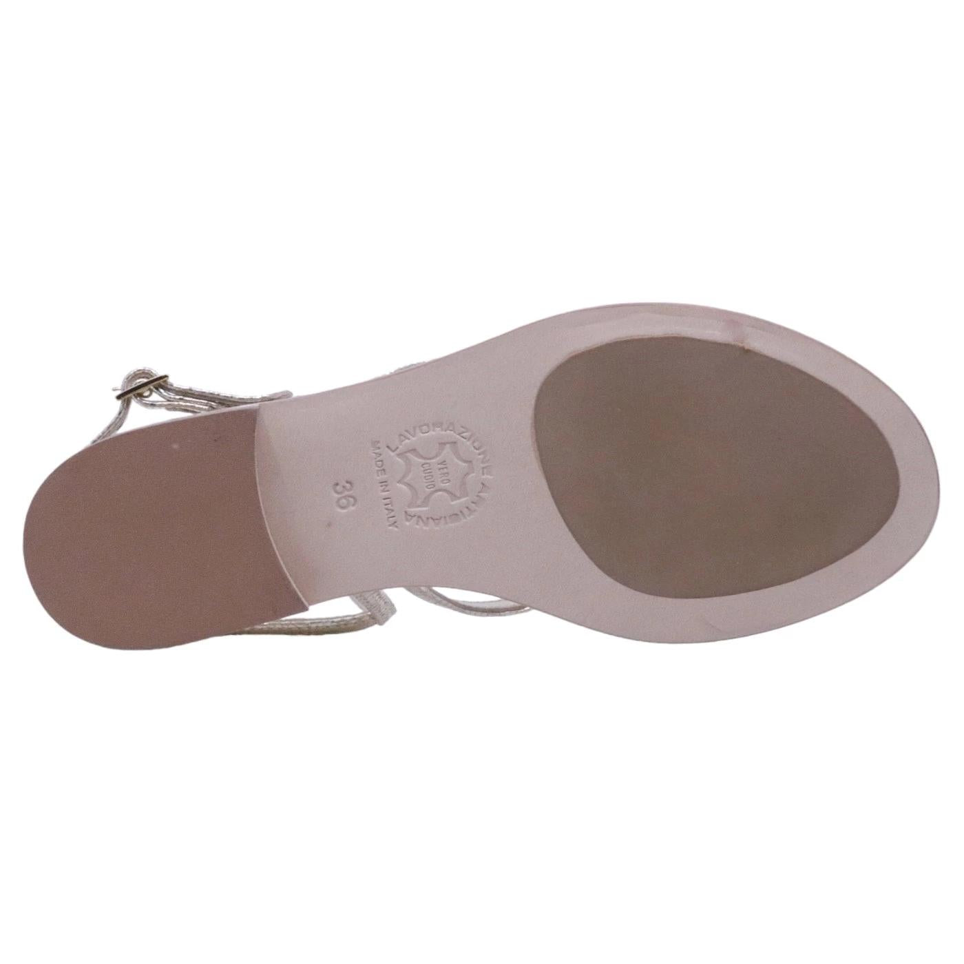 Sandalo caprese 3120C Paolo Ferrara in pelle diamantata platino 