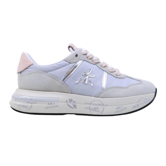 Premiata Cassie 7387 sneaker donna in tessuto grigio con riflessi argento e dettagli in camoscio 