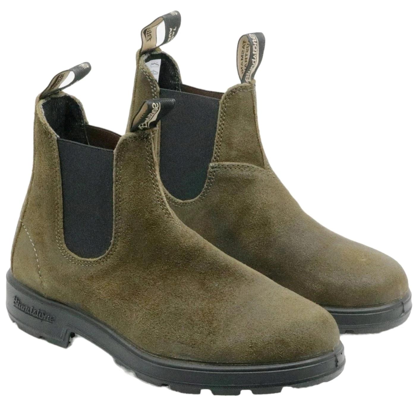 Blundstone 1615 chelsea boot in camoscio cerato verde oliva 