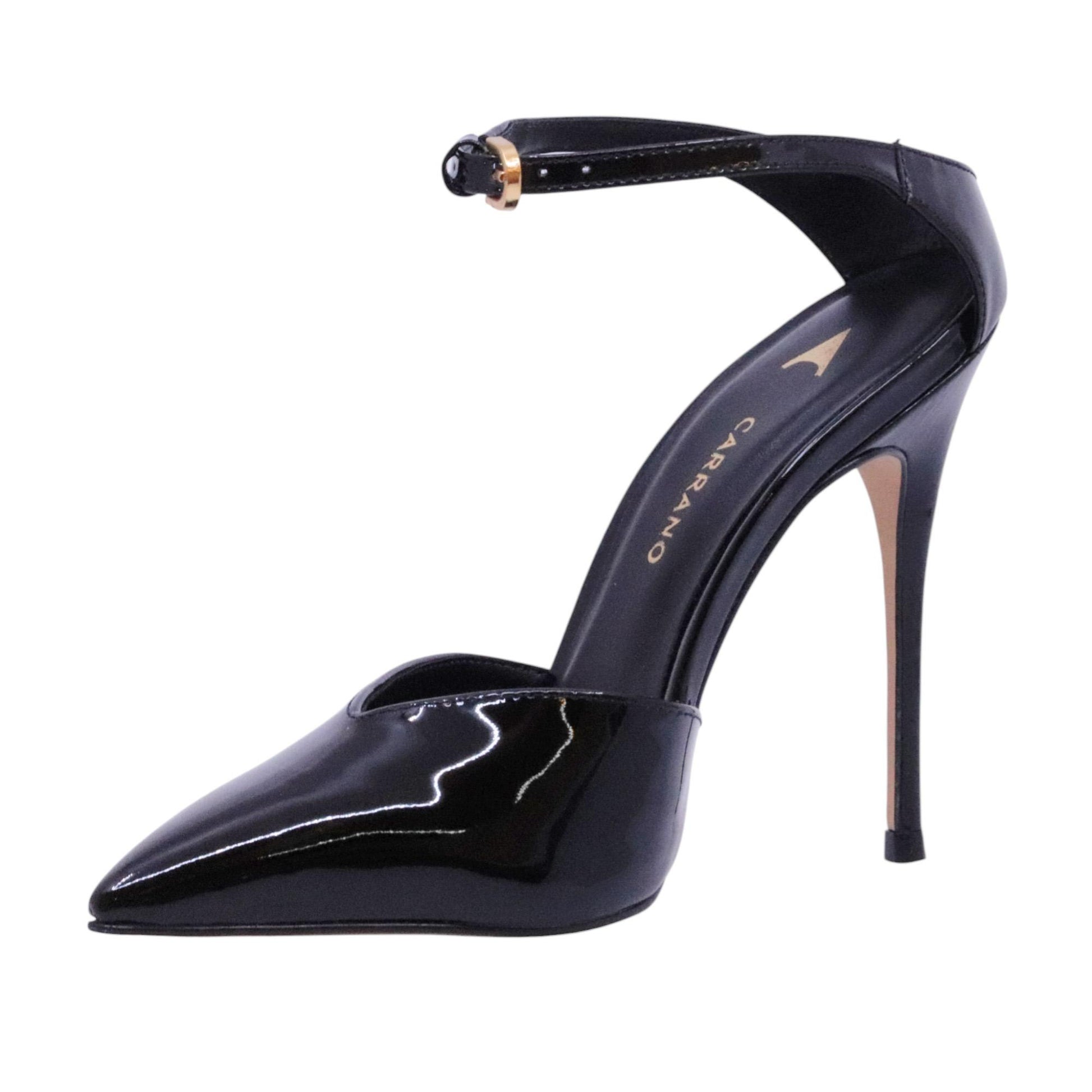 Carrano 404027 slingback donna in pelle verniciata nera 
