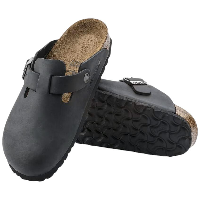 Birkenstock Boston in pelle oiled nero 