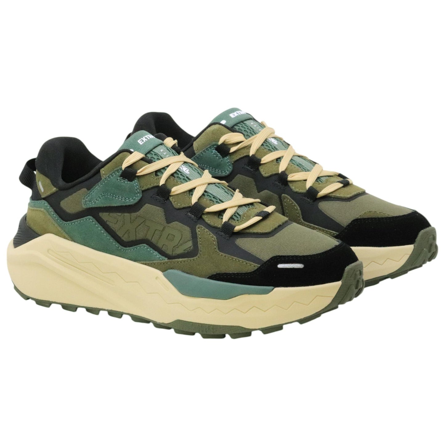 Extr4 Kaizen XL 1.04 sneaker uomo in suede e tessuto tecnico verde e nero 