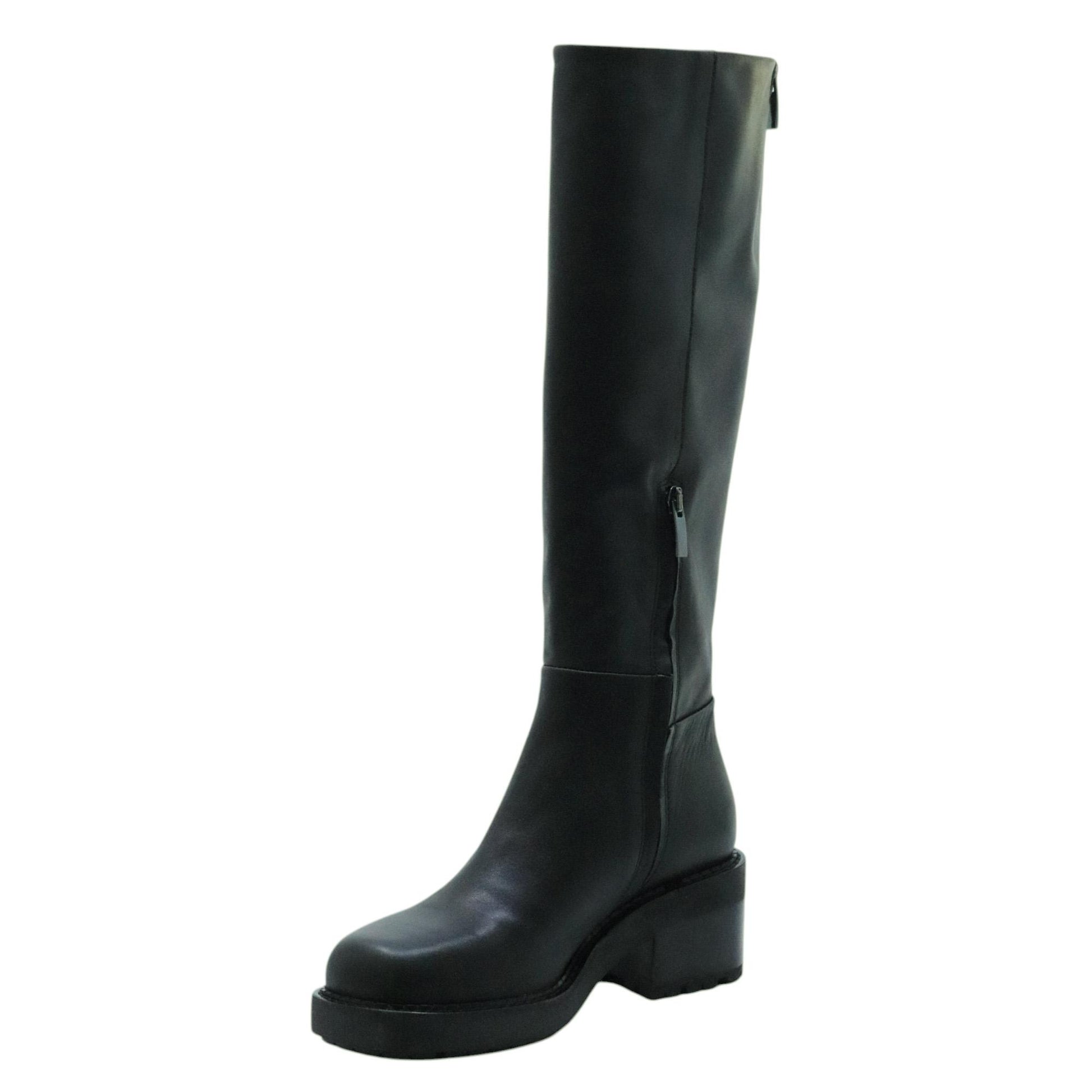 Curiositè 2833 stivale donna pelle nera zip posteriore 