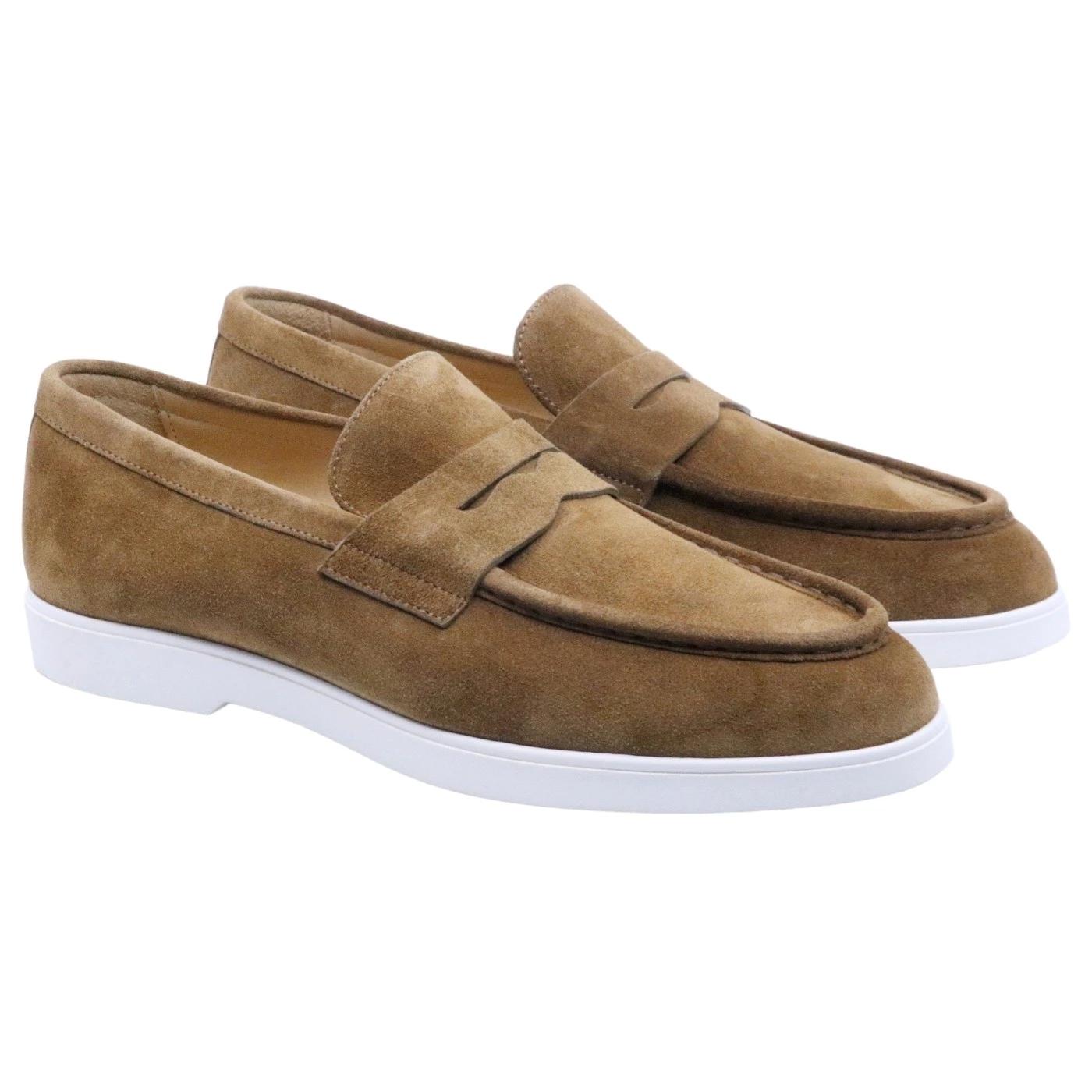 Mocassino uomo Rossano Bisconti in pelle scamosciata di colore sigaro 