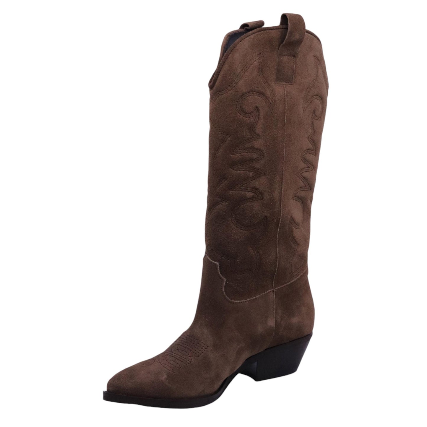 Ranyé Jennifer texano donna camoscio marrone con ricami 