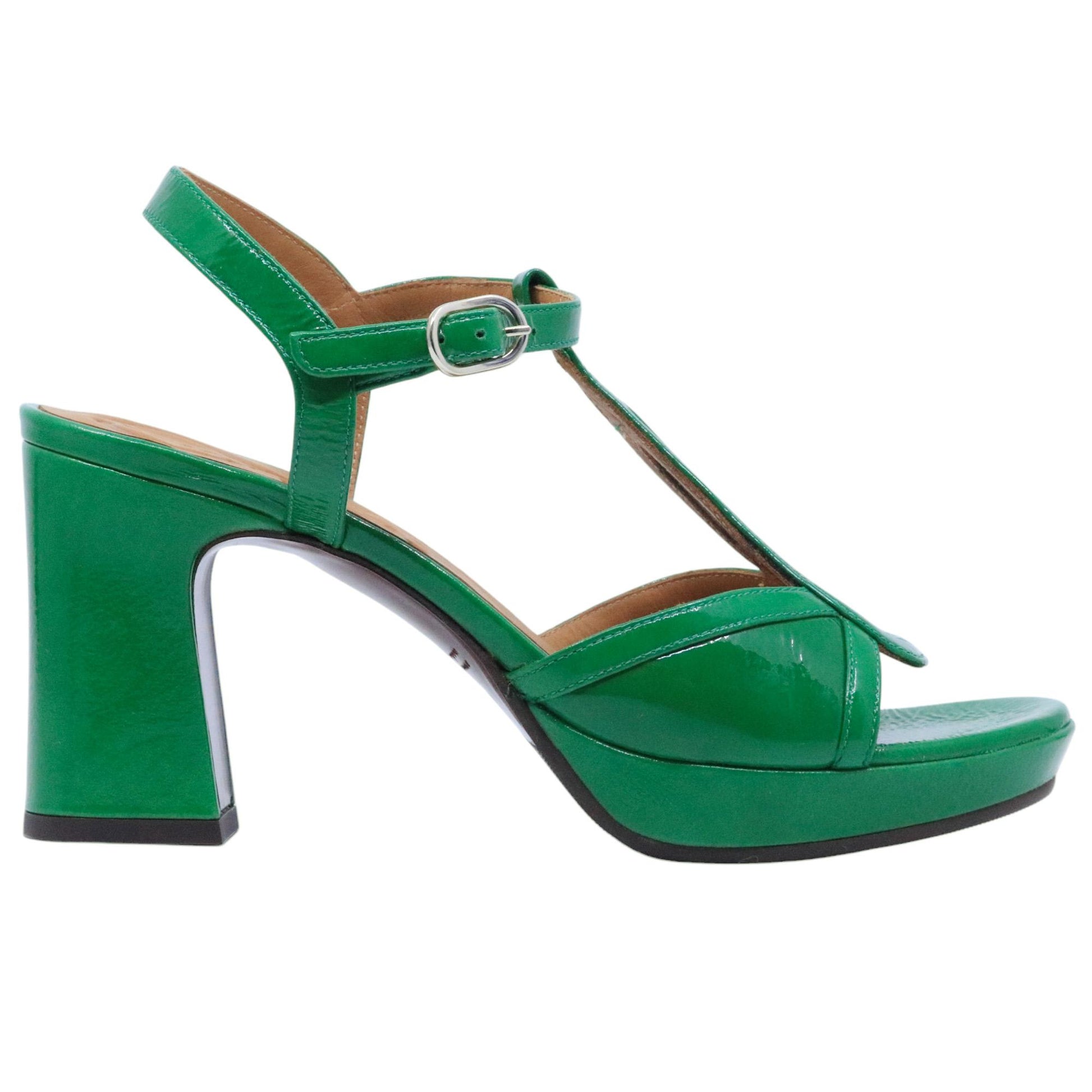 Chie Mihara Kemira sandalo donna in pelle vinile verde 