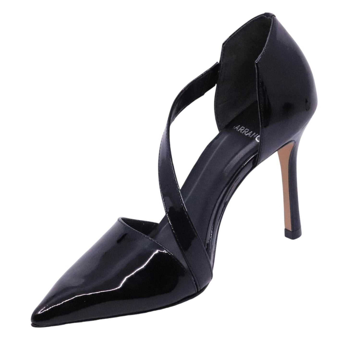 Décolleté donna Carrano 607002 in pelle vernice di colore nero aperto ai lati 