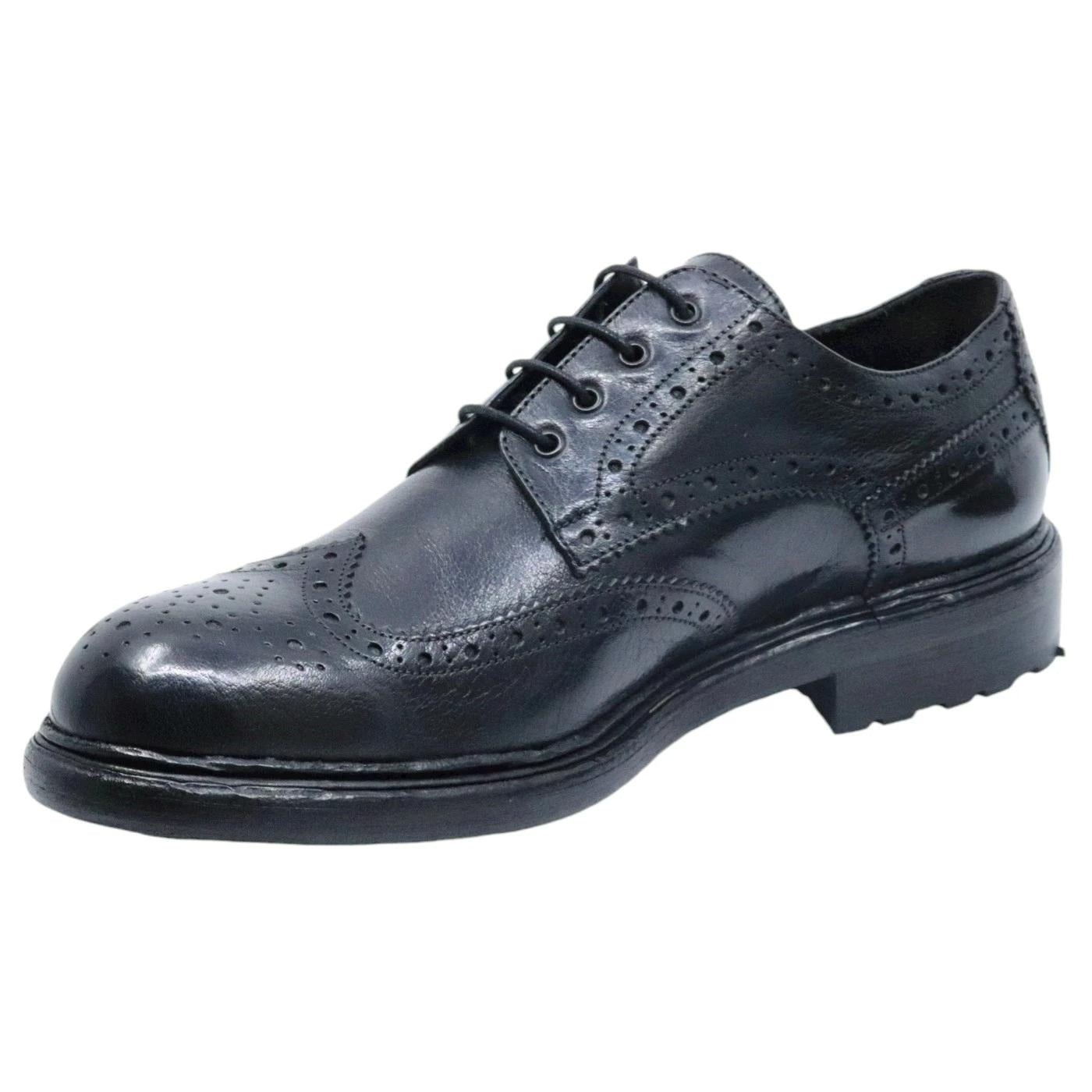 Scarpa Derby imperiale da uomo Crispiniano 481 in pelle nappata nera 481-AW42BUFALONEROBLACK CRISPINIANO