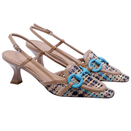 Slingback donna Chantal 2245 in pelle nocciola e corda intrecciata 