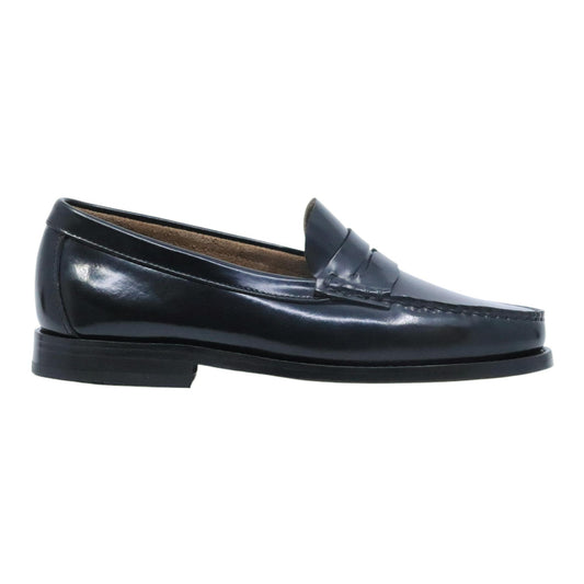 Saxone of Scotland Coll W 30 Black Shiny mocassino donna in pelle nera fondo cuoio 