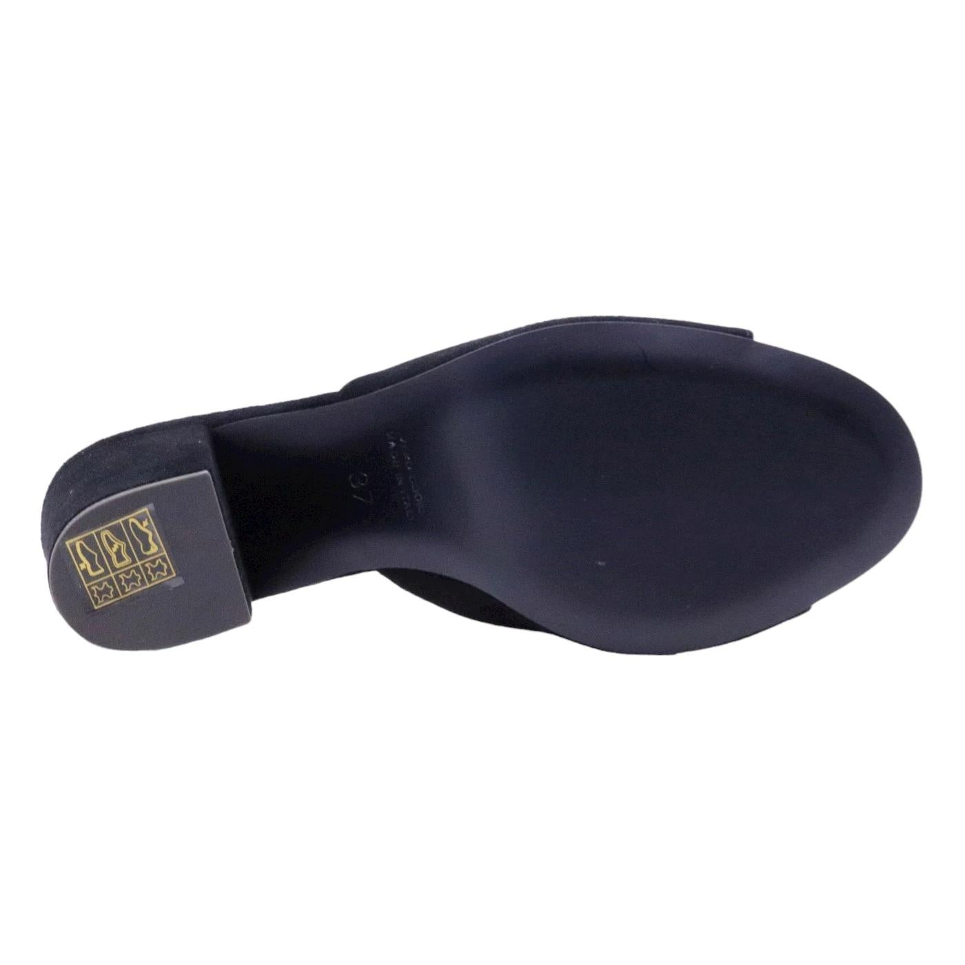 Sandalo donna Via Roma 15 2646 in camoscio nero e suola in vero cuoio 