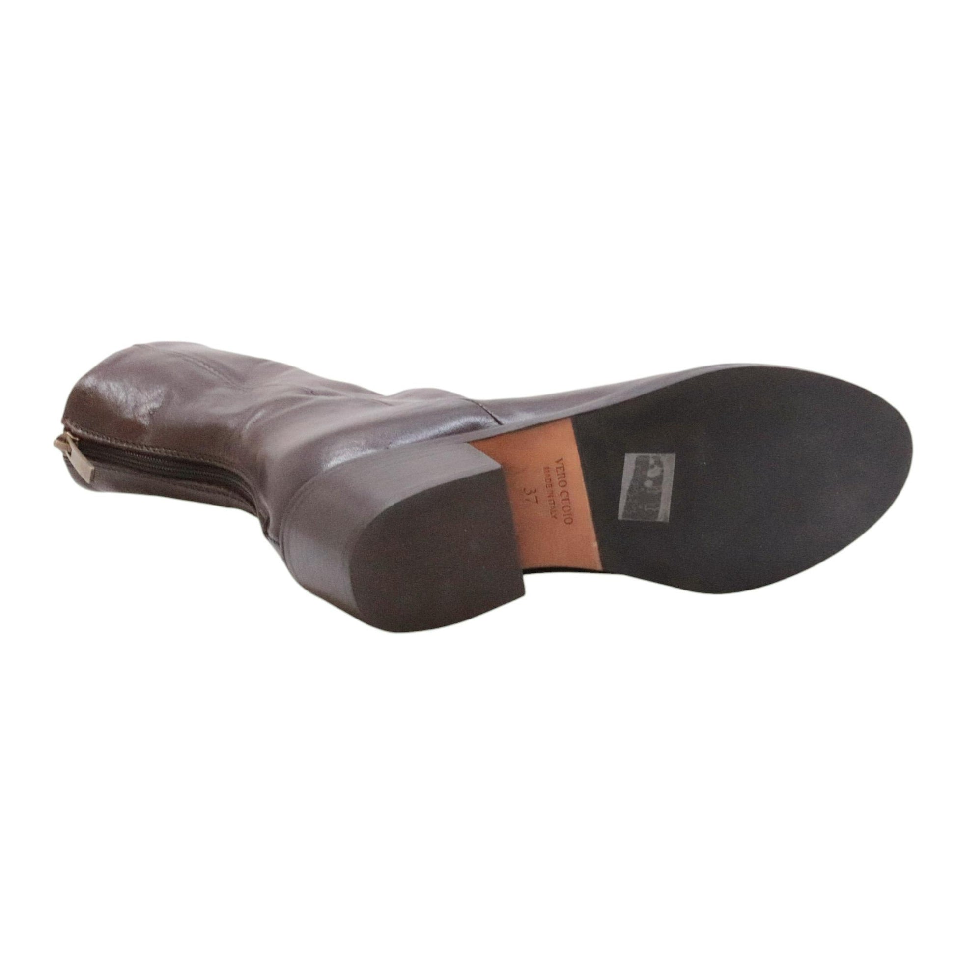 Curiositè 2806 stivaletto donna in pelle marrone con zip posteriore 