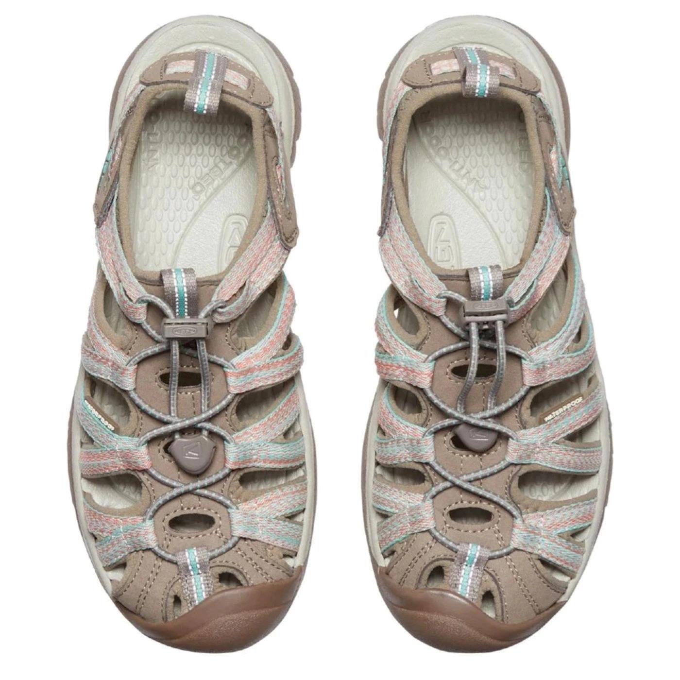 Sandalo donna Keen Whisper1022810 con elastico bianco e corallo 