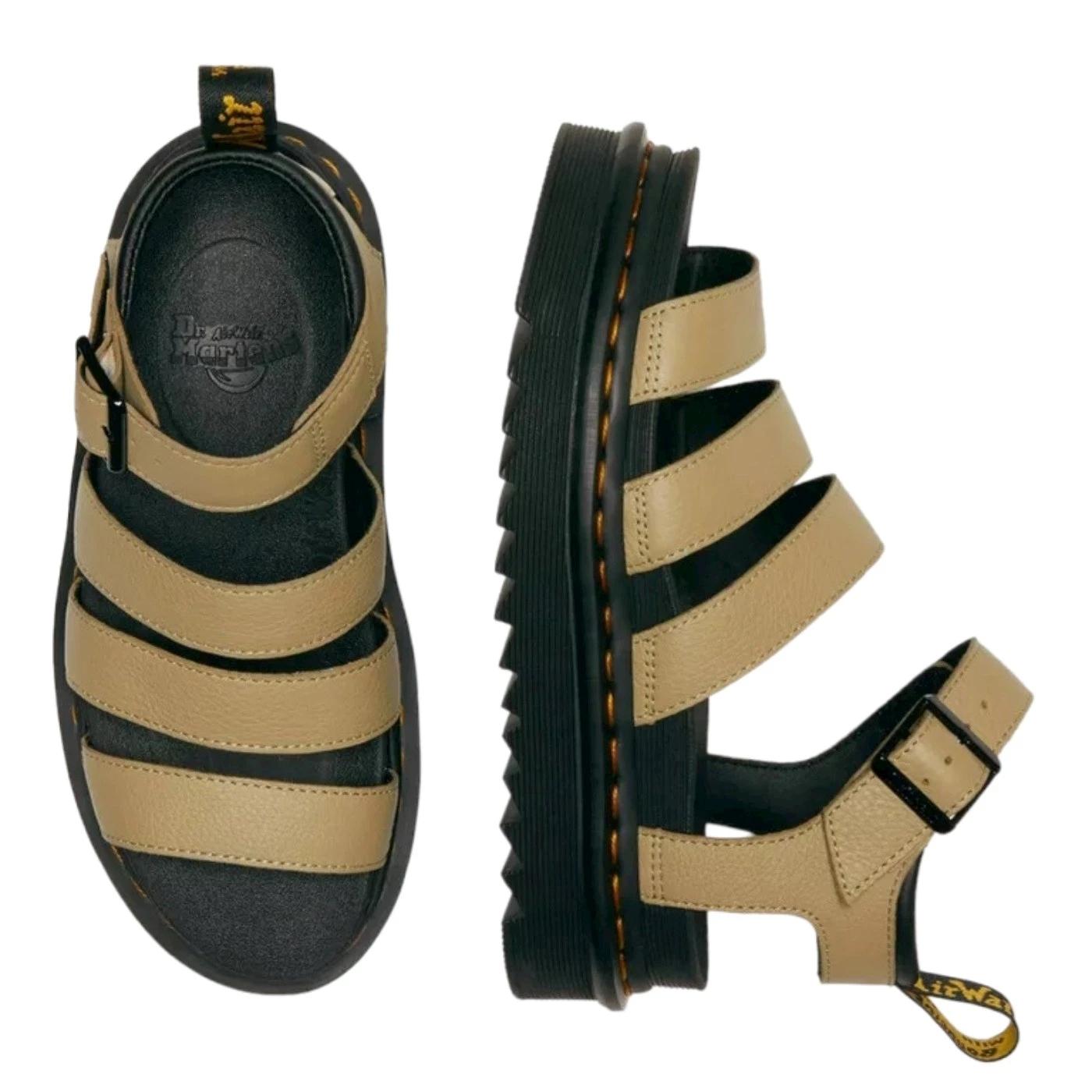 Dr Martens Blaire Pale sandalo donna in pelle verde oliva 
