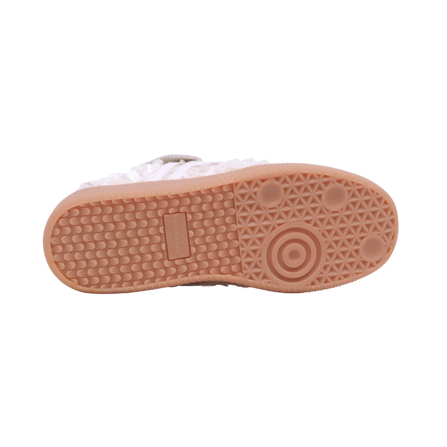 Primabase Borg 51501 sneaker donna in camoscio e tessuto con paillettes beige bianco e silver 