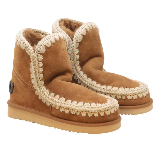 Mou Eskimo 18 glitter logo stivaletto donna in montone cognac 