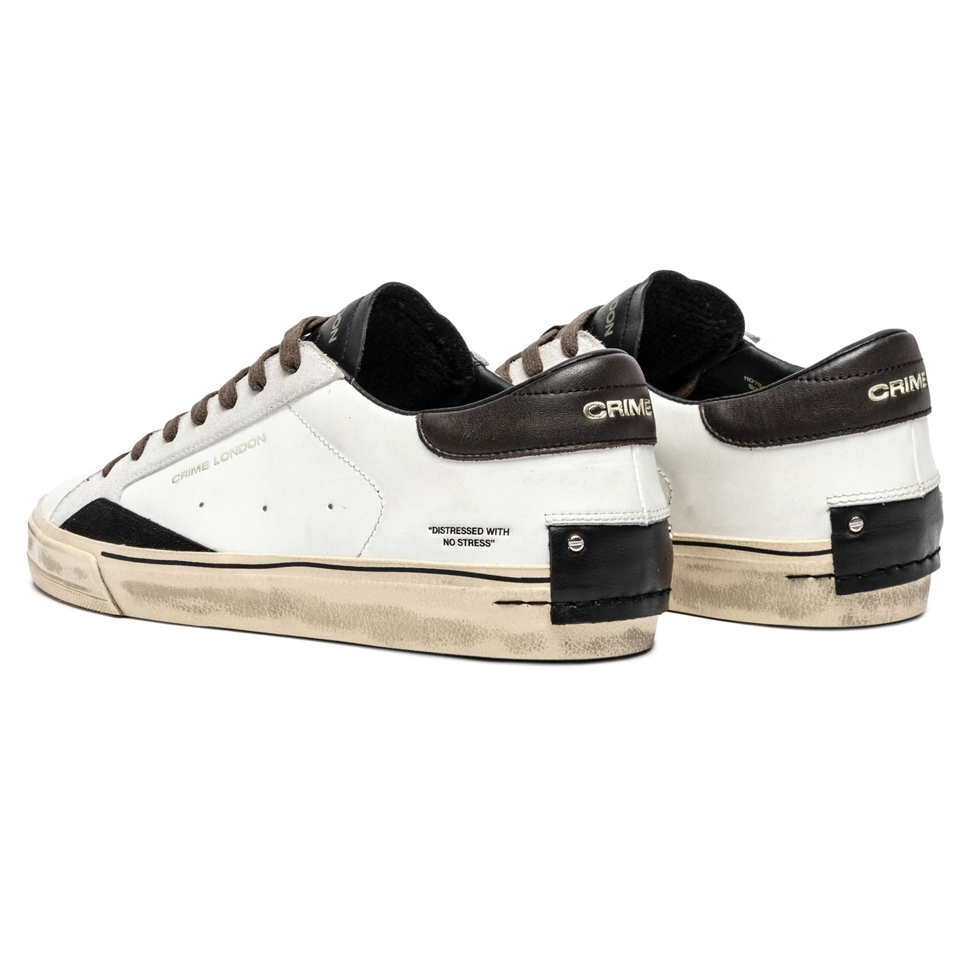 Crime London 11075 Distressed 2.0 sneaker uomo in pelle bianca 