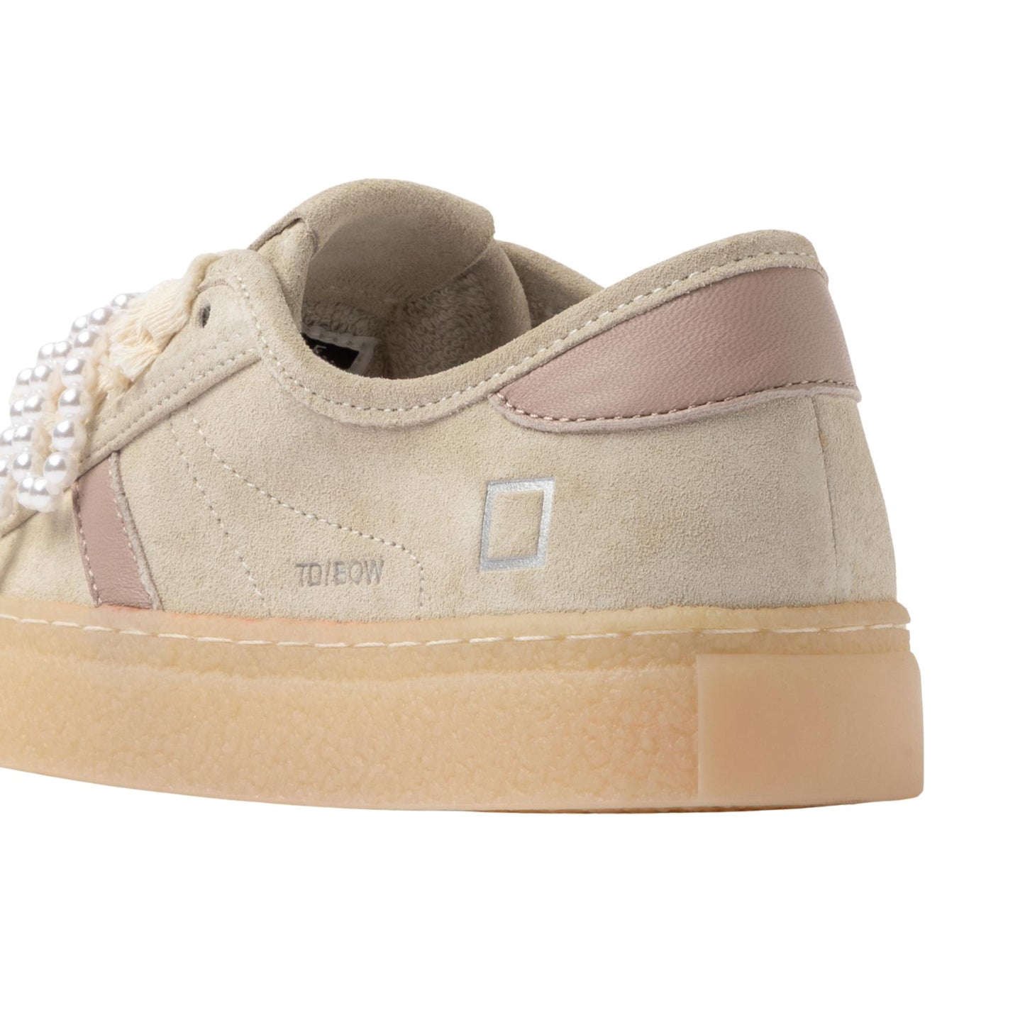 D.A.T.E. Tender Bow TE-BW-BI sneaker donna in camoscio beige con fiocco 