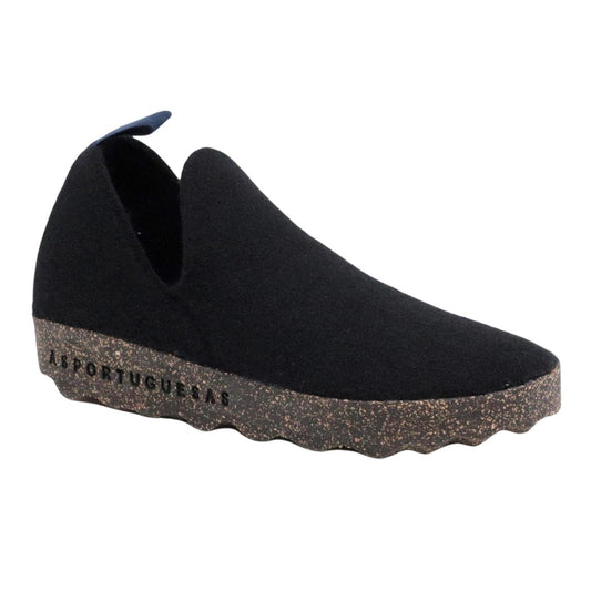 Asportuguesas City scarpa in lana naturale nera, 
