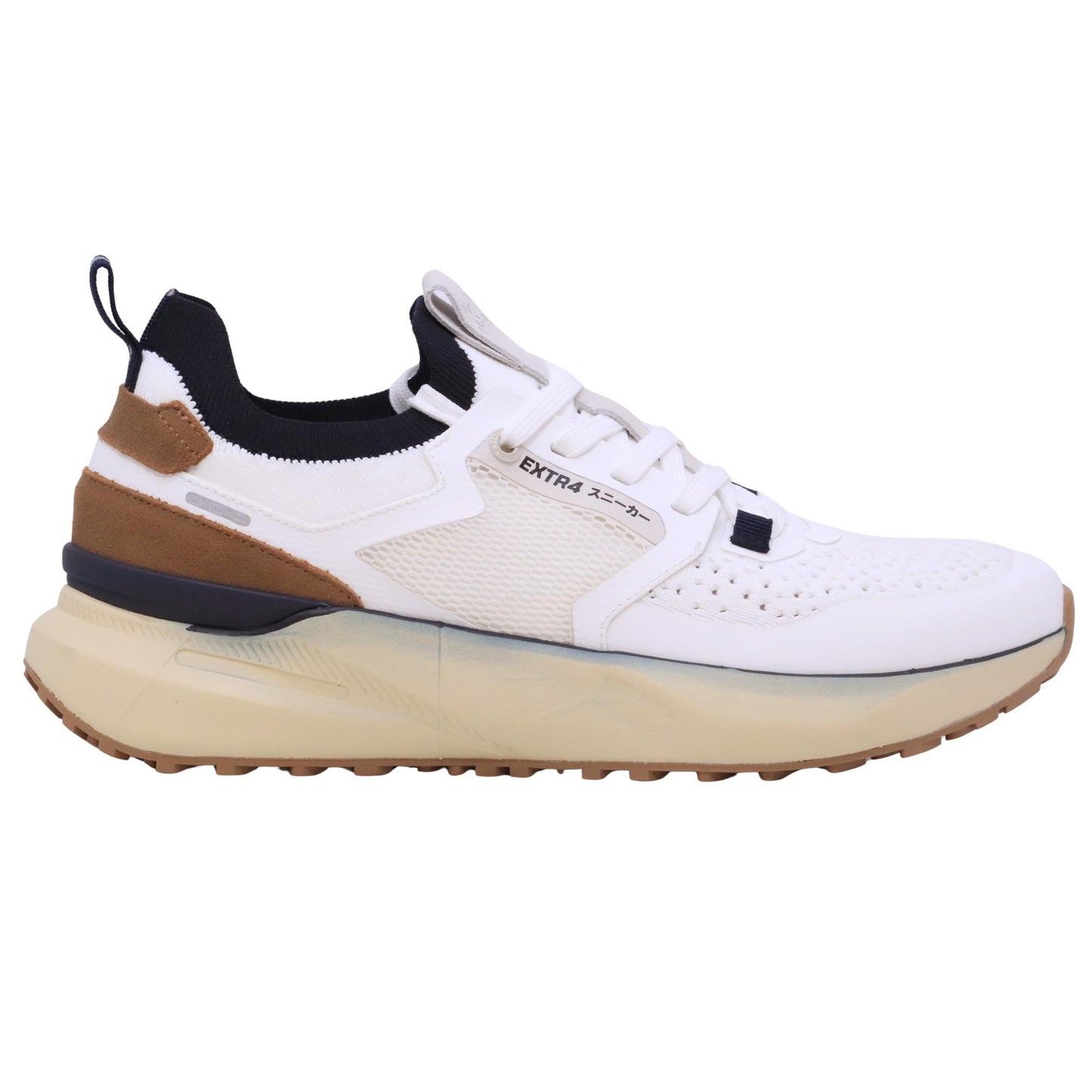 Extr4 Kaizen 3.01 sneaker uomo in tessuto tecnico traspirante bianco e cuoio 