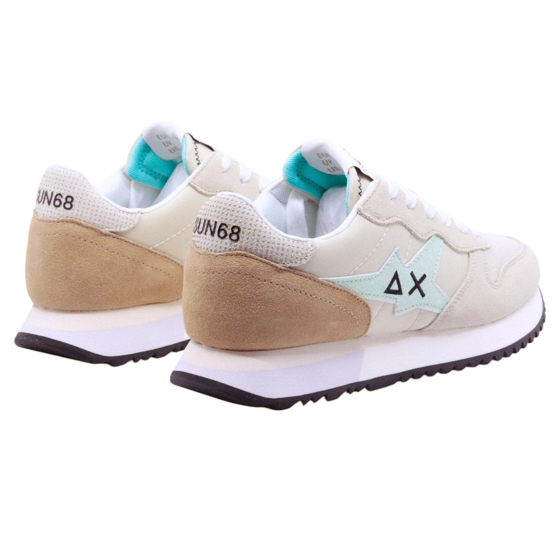 Sneaker donna Sun68 Stargirl Glitter Z35212 in tessuto beige 