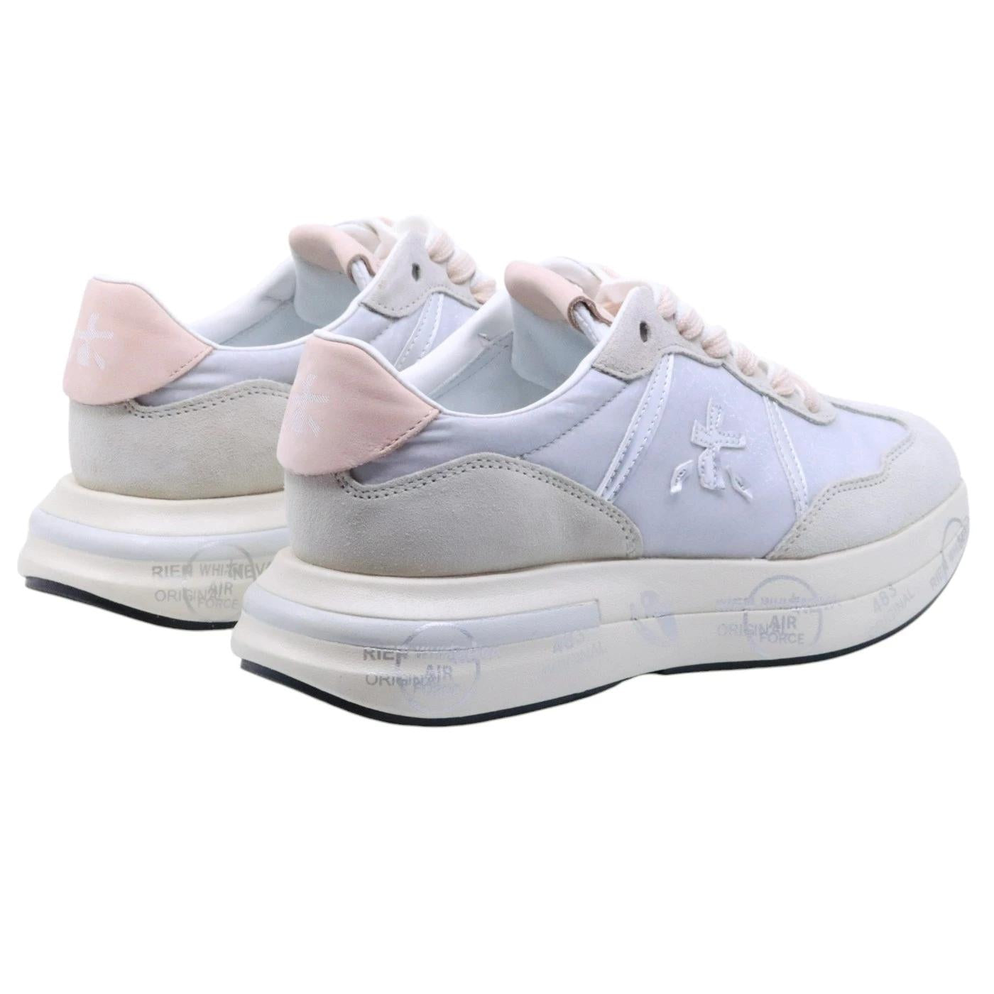 Premiata Cassie 7387 sneaker donna in tessuto grigio con riflessi argento e dettagli in camoscio 