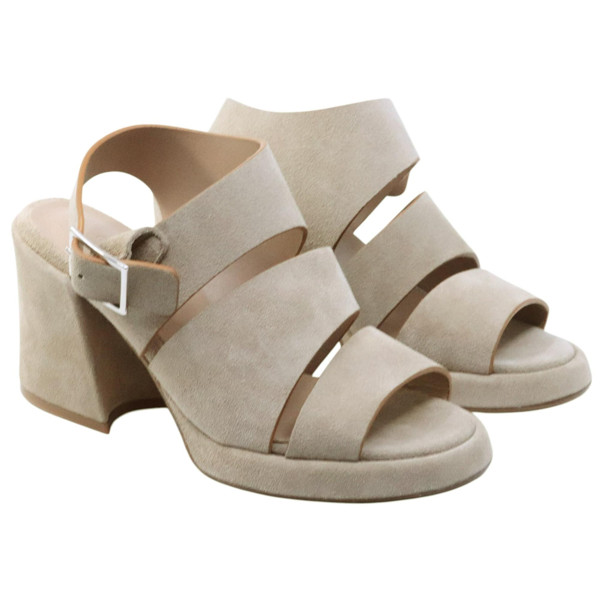 Sandalo con tacco Curiositè 2740 in camoscio taupe 