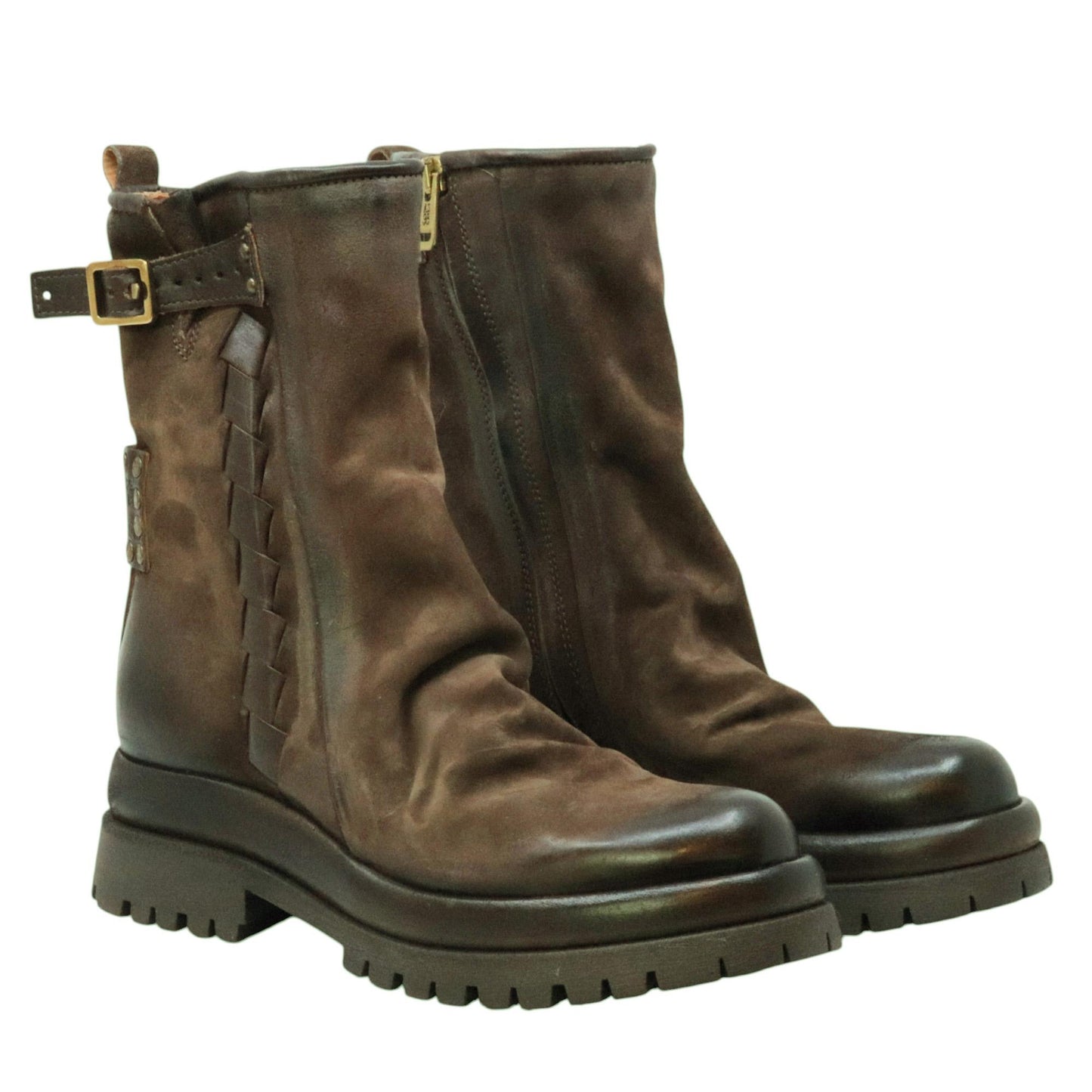 AS98 B51226 stivaletto donna in pelle marrone ebano 