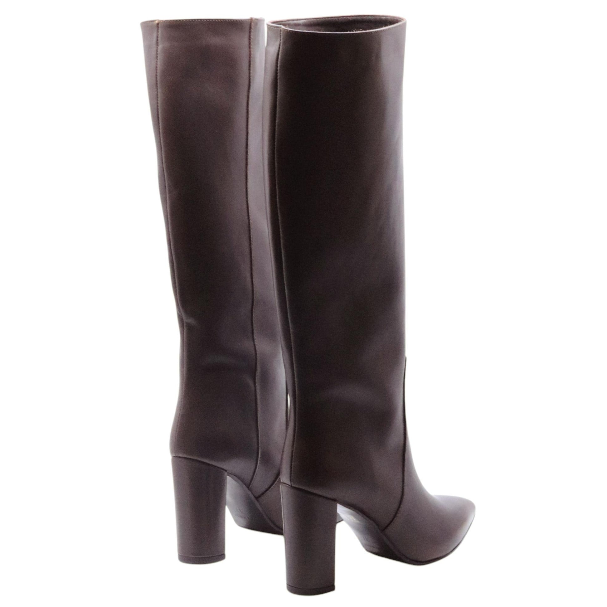 Stivale donna con tacco Ranyé 1000 in pelle marrone 