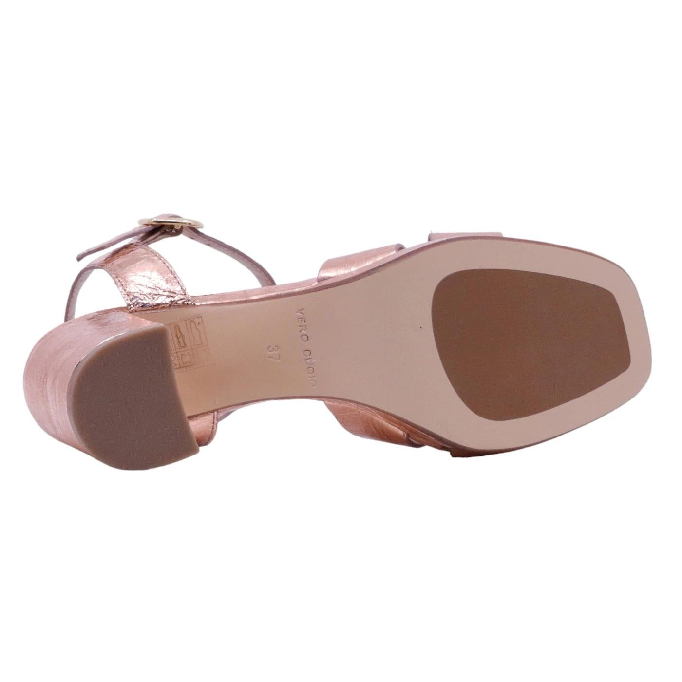 Sandalo donna Triver Flight 762 05 in pelle laminato rame 
