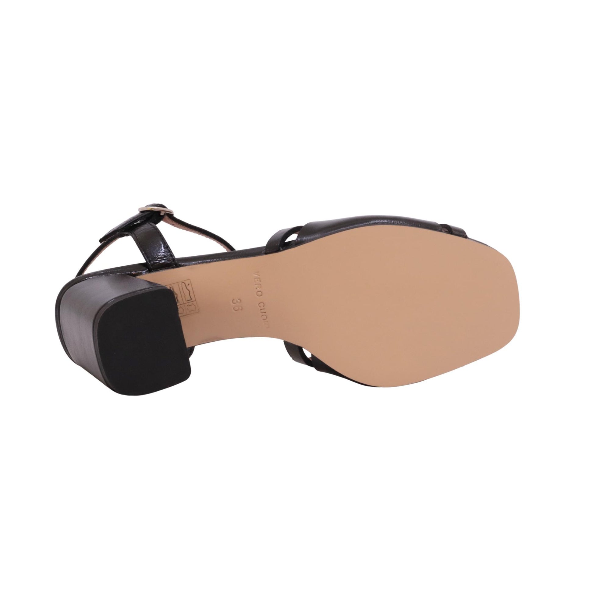 Triver Flight 506-35 Harrods sandalo donna in pelle nera con tacco elegante Made in Italy 