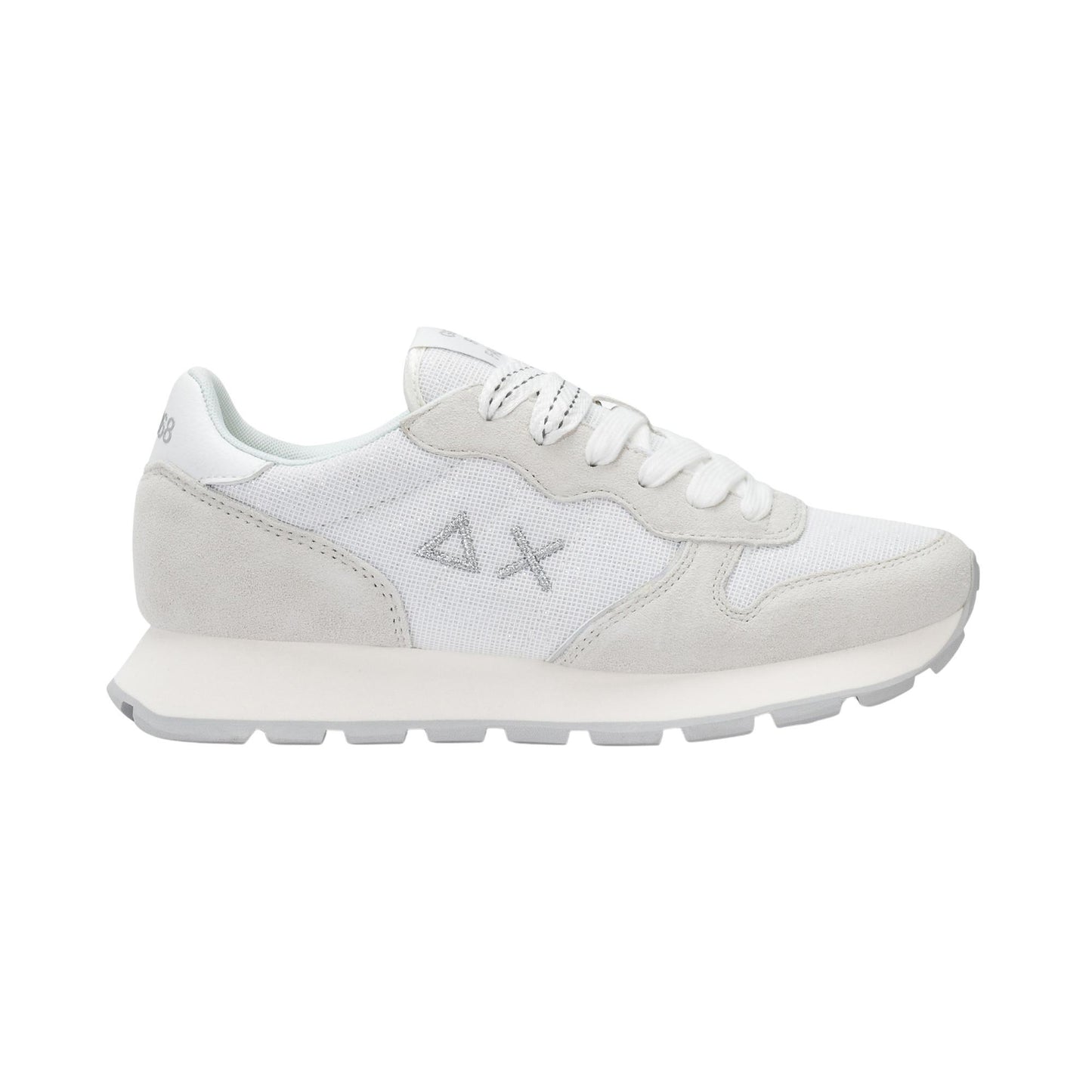 Sun68 Ally Glitter Z36203-01 sneaker donna in camoscio e lurex bianco 