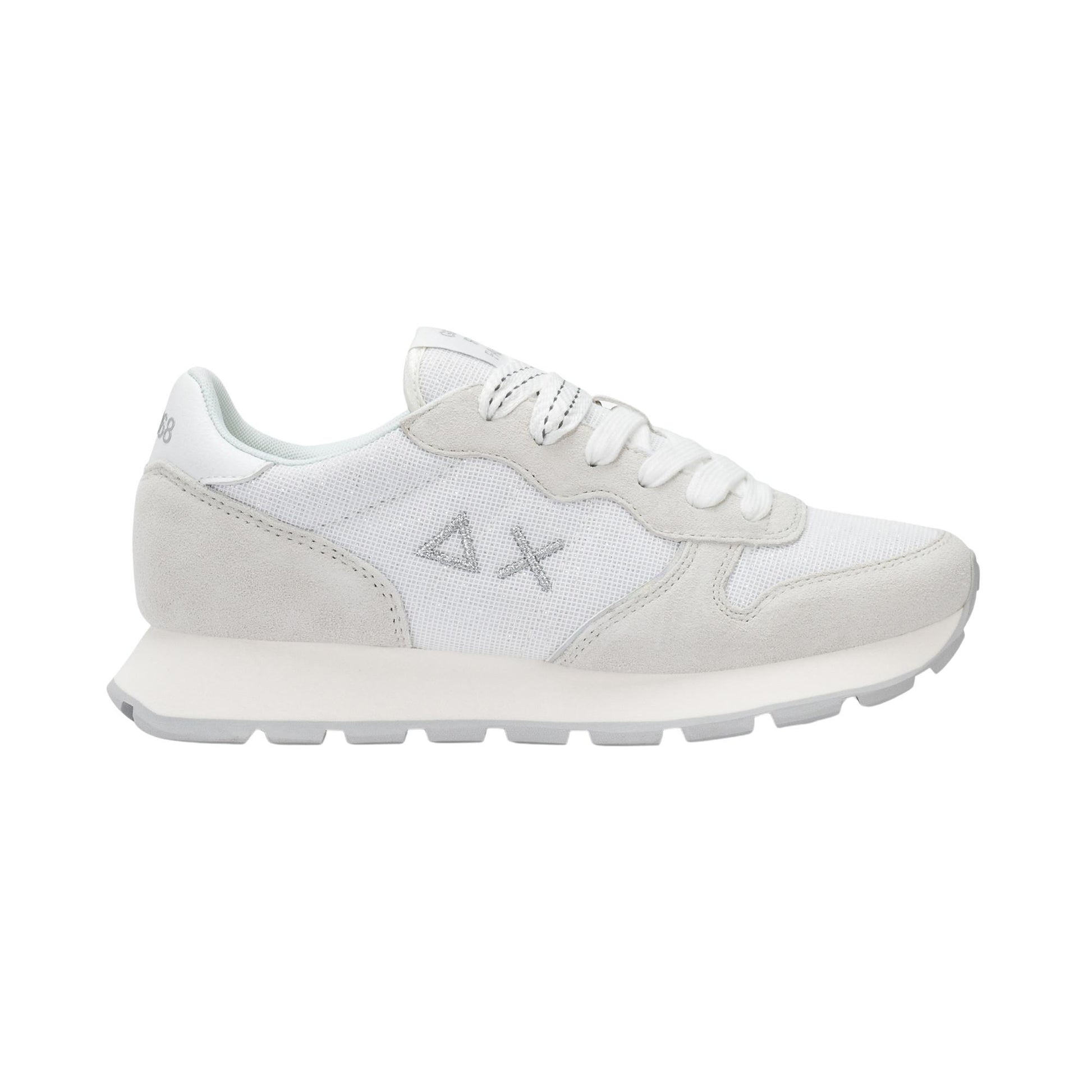 Sun68 Ally Glitter Z36203-01 sneaker donna in camoscio e lurex bianco 