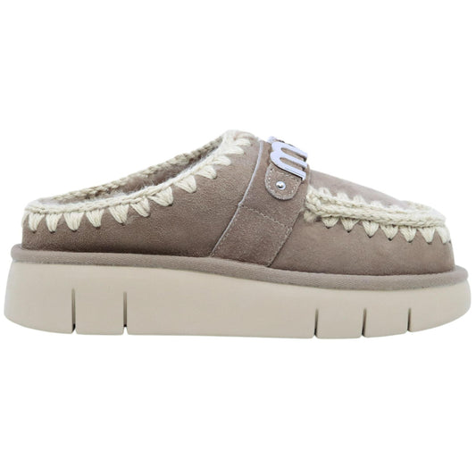 Mou Bounce clog metal logo sabot donna in montone grigio 