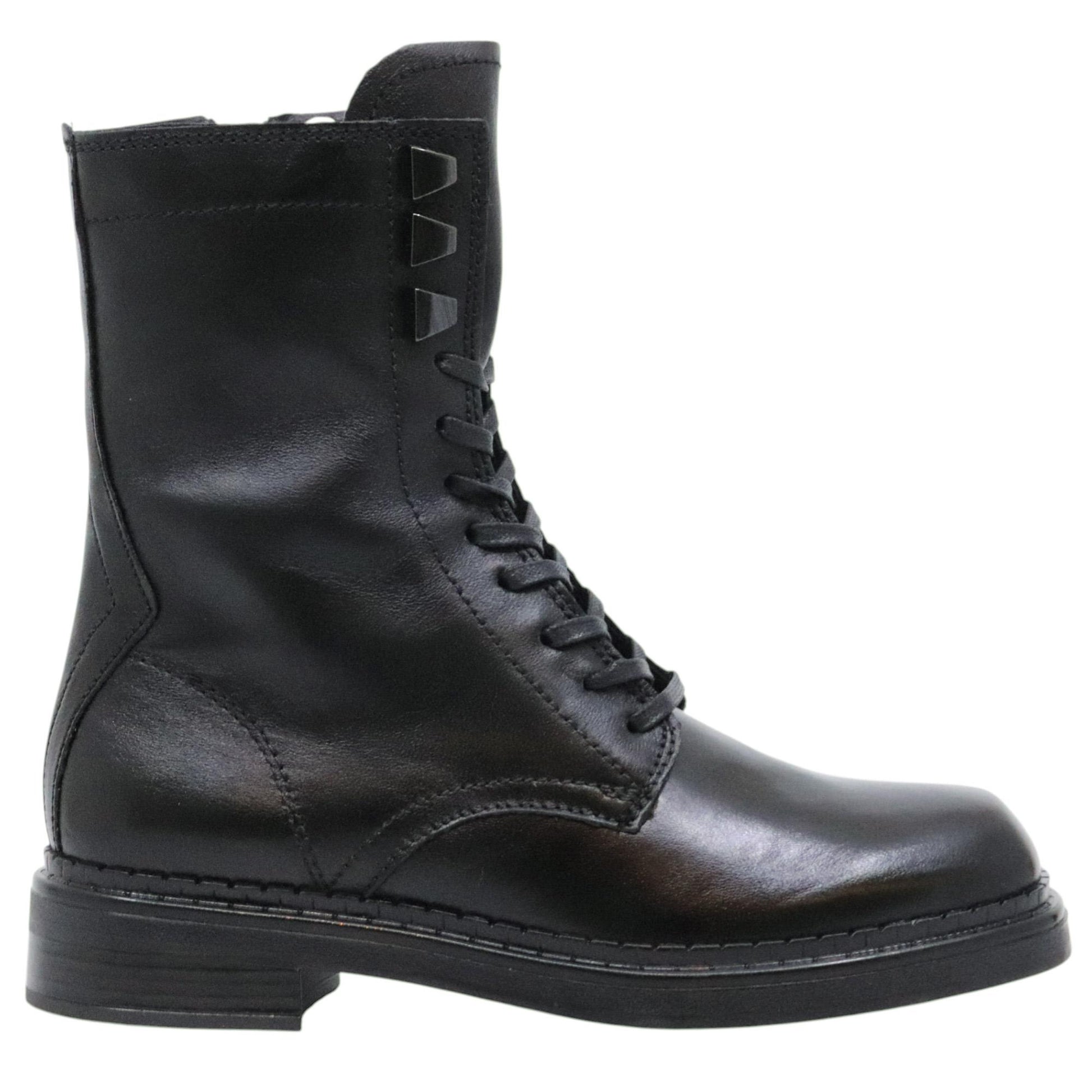 Mjus L93202 anfibio donna in pelle nera con punta quadrata 